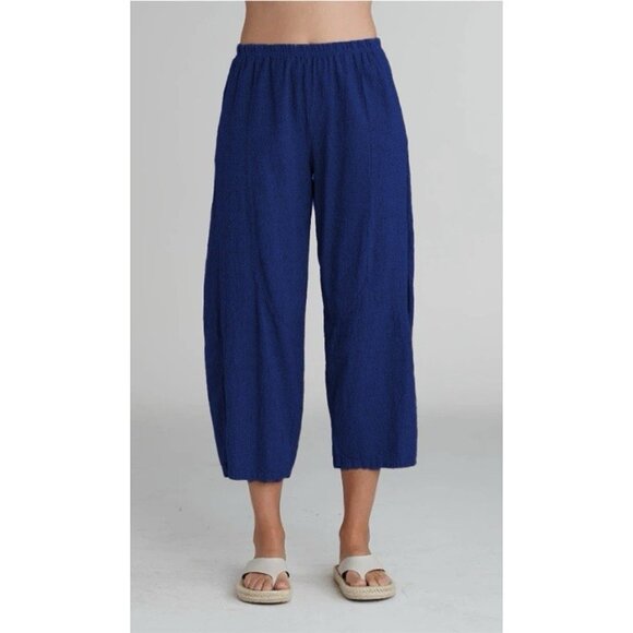 CutLoose Cut Loose Pants Womens XS Blue Linen Blend Cropped Barrel Leg - Picture 1 of 12